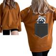 Cute Raccoon Pocket Sweatshirt | Cozy Half Zip Oversized Top Brown