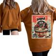 Raccoon Anime Oversized Half Zip Sweatshirt - Japanese Ramen Theme Brown