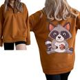 Raccoon Cookie Lover Oversized Half-Zip Sweatshirt | Adults Small Brown