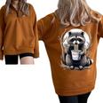 Raccoon Eating Instant Noodle Cup For Women Men Half Zip Oversized Sweatshirt Brown