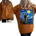 Raccoon Lover Half Zip Oversized Sweatshirt - Van Gogh Starry Night Theme Brown