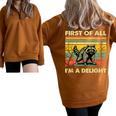 Retro Angry Raccoon Oversized Sweatshirt - Animal Lover's Delight Brown