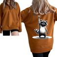 Retro Raccoon Rock Sweatshirt - Unisex Half Zip, Oversized Brown
