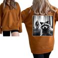 Scared Raccoon & Bigfoot Selfie Oversized Half Zip Sweatshirt Brown