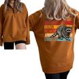 Street Cat Lovers Sweatshirt - Oversized Half-Zip Raccoon Theme Brown