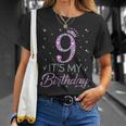 9 It's My Birthday Pink Crown Happy 9Th Birthday Girl T-Shirt Geschenke für Sie