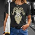 Artistic Big Horn Sheep Ram Head Sketch Graphic T-Shirt Gifts for Her