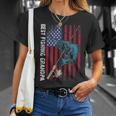 Best Fishing Canne À Pêche Avec Drapeau Américain T-Shirt Cadeaux pour elle