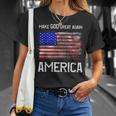 Distressed Make God Great Again American Flag Christian T-Shirt Gifts for Her