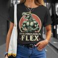 Divertido Bodybuilder Tyrannosaurus Flex Gym T-Rex Dinosaur Camiseta unisex Regalos para ella