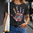 Flaggen Der Welt Handprint Travel Anti Racism T-Shirt Geschenke für Sie