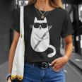 Gato Gracioso Con Gafas De Sol De Músico Flauta Travesera Camiseta unisex Regalos para ella