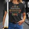 The Horrors Persist But So Do I Vintage Sunset Flower T-Shirt Gifts for Her