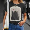Japanese Anime Cute Cat Heart Kawaii Black Cat Heart Girls T-Shirt Gifts for Her