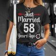 Just Married 58 Years Ago Husband Wife 58Th Anniversary T-Shirt Gifts for Her