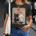 Kawaii Cat Couple Valentines Day Anime Cat Couple Heart Cat T-Shirt Gifts for Her