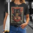 Kawaii Cat Graphic Cat Eating Ramen Japanese Anime T-Shirt Gifts for Her