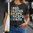 Lgbtq Lats Glutes Biceps Tríceps Quads Gym Levantamiento Pesas Camiseta unisex Regalos para ella