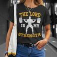 The Lord Is My Strength Christian Gym Jesus Workout S T-Shirt Geschenke für Sie