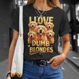 I Love Dumb Blondes Dog Joke Golden Retriever Dogs T-Shirt Gifts for Her