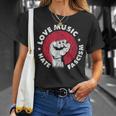 Love Music Hate Fascism Against Nazis Against Right T-Shirt Geschenke für Sie