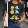 Lustige Tanzende Sonne Wolke Regenbogen Natur Regen Sommer T-Shirt Geschenke für Sie