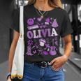 Olivia First Name I Love Olivia Girl Groovy 80'S Vintage T-Shirt Gifts for Her