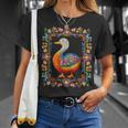 Pato Colorido Arte Flores Gráfico Animal Motivo Pato Camiseta unisex Regalos para ella