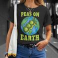Peas On Earth Pun Peace World Globe Earth Day T-Shirt Gifts for Her