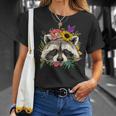 Raccoon Lover Unisex T-Shirt | Floral Trash Panda Design Gifts for Her