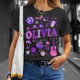 Retro Girl Olivia First Name Personalized Groovy 80'S T-Shirt Gifts for Her