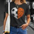 Soccer Basketball Ball Heart Sports Lover Valentines Day T-Shirt Gifts for Her