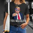Trump You Missed Twice Bandana De La Bandera Estadounidense Trump 2024 Camiseta unisex Regalos para ella