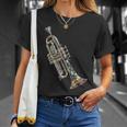 Trumpet Music Instrument Motif Art Trumpet T-Shirt Gifts for Her