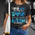 I Wear Blue For My Son Autism Awareness Mom Dad Parents T-Shirt Gifts for Her