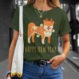 Happy Shiba Dog Celebrates New Year's Eve In Christmas Lights T-Shirt Geschenke für Sie