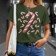 Red And White Candy Cane Santa Christmas T-Shirt Gifts for Her