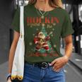 Rocking Around The Christmas Tree Santa Rock And Roll Guitar T-Shirt Geschenke für Sie