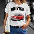 British Classic Car Red Mini Sports Car Gray T-Shirt Geschenke für Sie