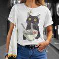 Cat Eating Ramen Vintage Japanese Noodles T-Shirt Gifts for Her