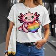 Gay Pride Axolotl Heart Rainbow Flag LGBT Women Girls Kids T-Shirt Gifts for Her