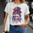 Trump Lady Inauguration Day 2025 Messy Bun American Flag T-Shirt Gifts for Her