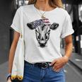 Vintage Patriot Cow Farm 4th Of July American Flag T-Shirt Gifts for Her