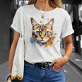 Watercolour Cat Portrait Adorable Animal Lover Gray T-Shirt Geschenke für Sie