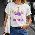 Women's Mummy Of The Birthday Girl Unicorn Mum Birthday Party Mother Blue T-Shirt Geschenke für Sie