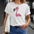 Women's Pink Flamingo In Pocket T-Shirt Geschenke für Sie