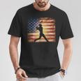 American Flag Baseball Player Bat Fan Catcher Pitcher USA T-Shirt Unique Gifts