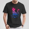 Bisexual Astrology Cat Colours Of Bi Pride Flag T-Shirt Lustige Geschenke