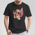 Cool Retro Cupid Leopard Peace Sign Valentines Day For Girls T-Shirt Personalized Gifts
