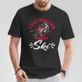 Coole Mädchen Fahren Ski Wintersport Skifahrerin Fan T-Shirt Lustige Geschenke